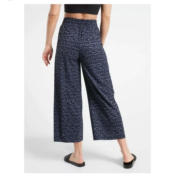Athleta Avenue Printed Wide Leg Crop Pant, Allure Navy